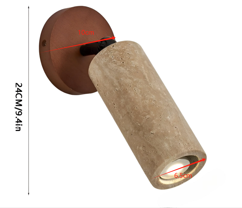 Gelbe Travertin Holz verstellbare Decken- und Wandleuchte