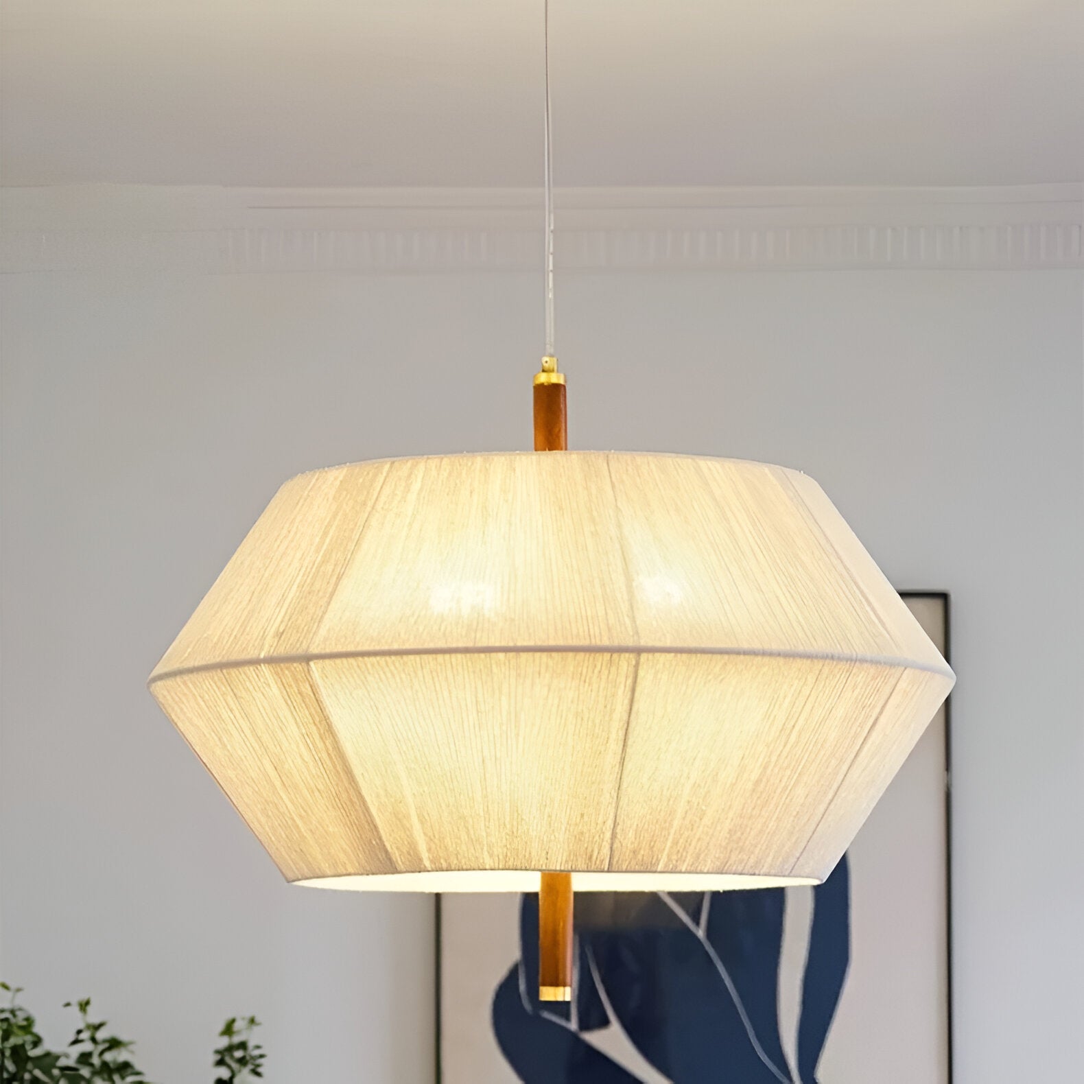 Japandi Totora Rope Wrapped Oak Pendant Light