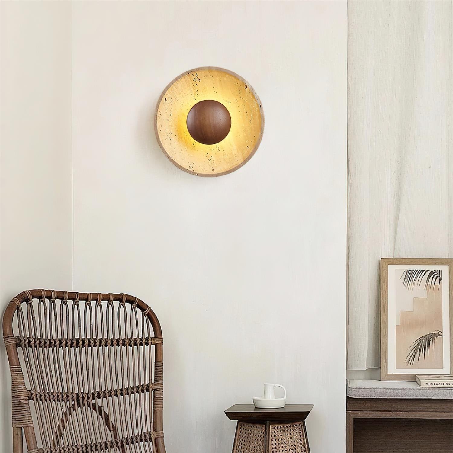 Travertine Stone Wabi Sabi Wall Light