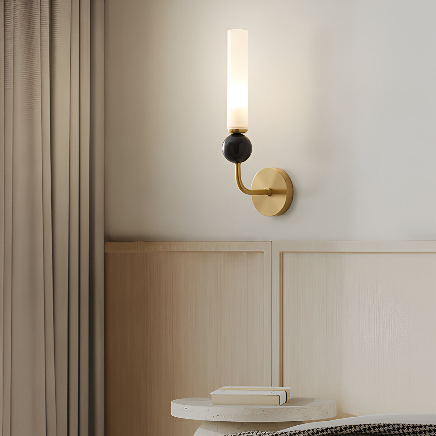 Lampada da parete lunga in rame di lusso in marmo