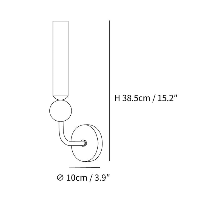 Lampada da parete lunga in rame di lusso in marmo