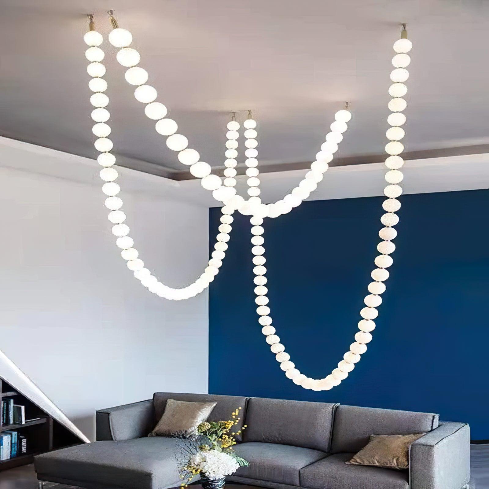Pearl Necklace Japandi Acrylic Brass Chandelier