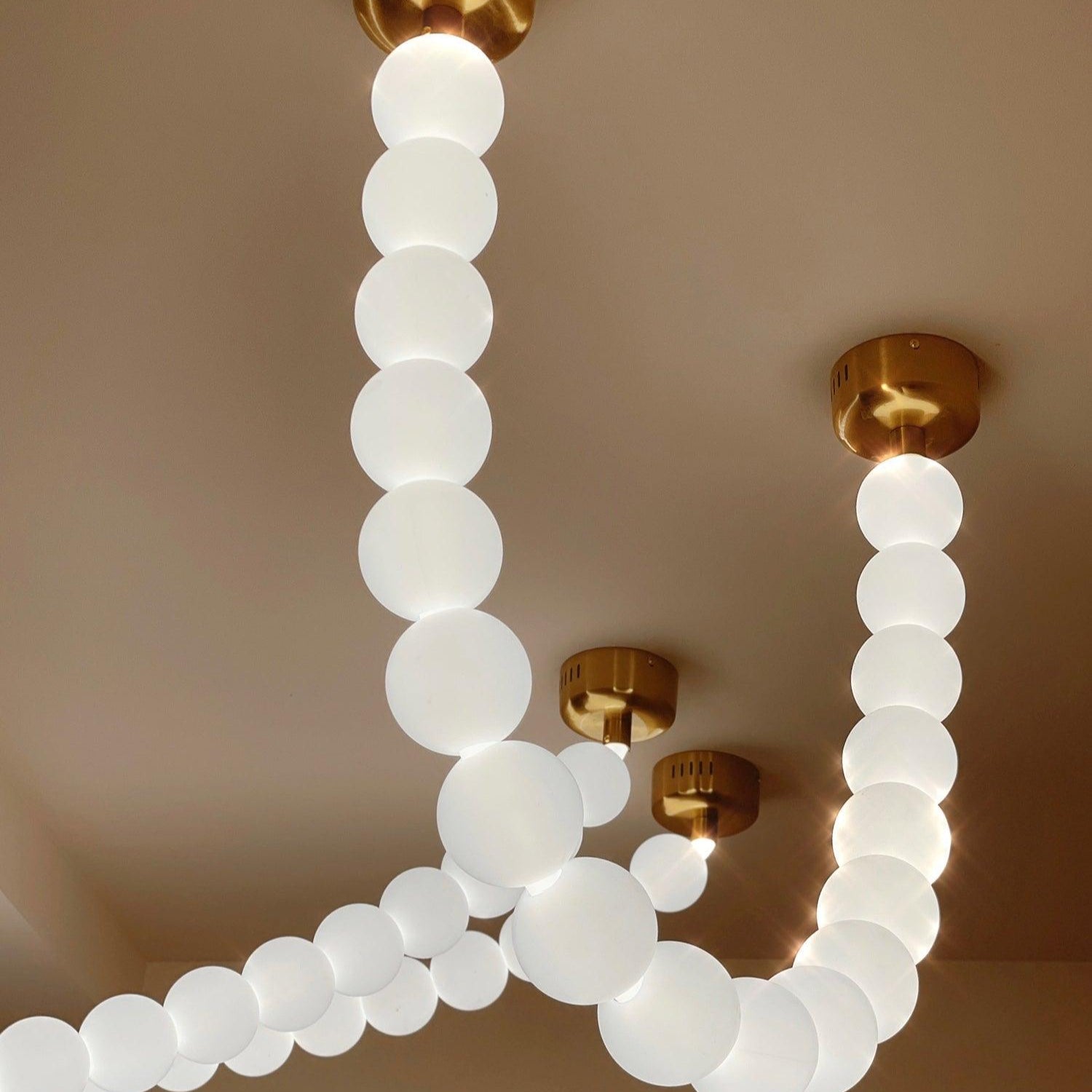 Pearl Necklace Japandi Acrylic Brass Chandelier