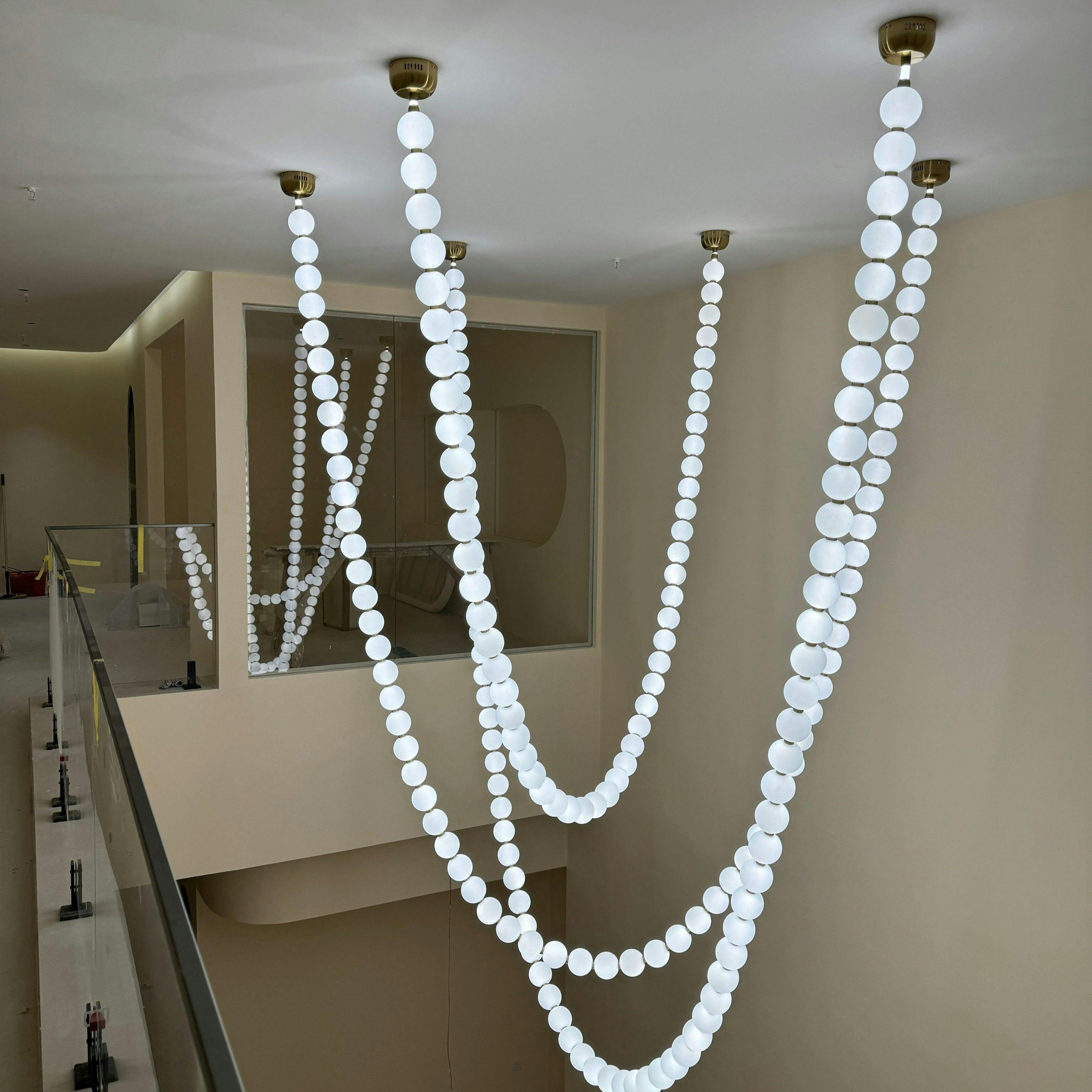 Pearl Necklace Japandi Acrylic Brass Chandelier