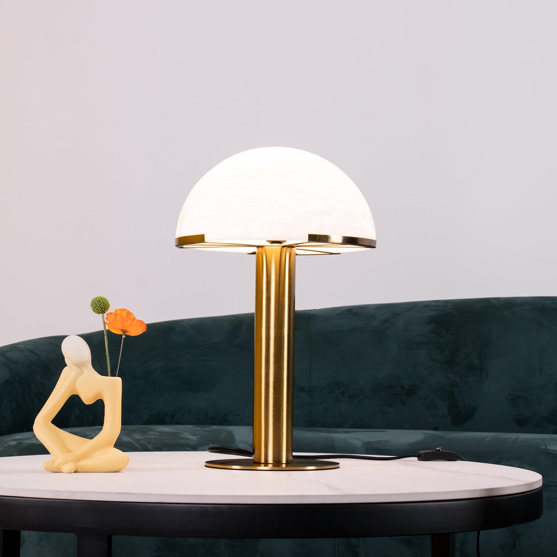 Luminous Veil Alabaster Bronze Table Lamp