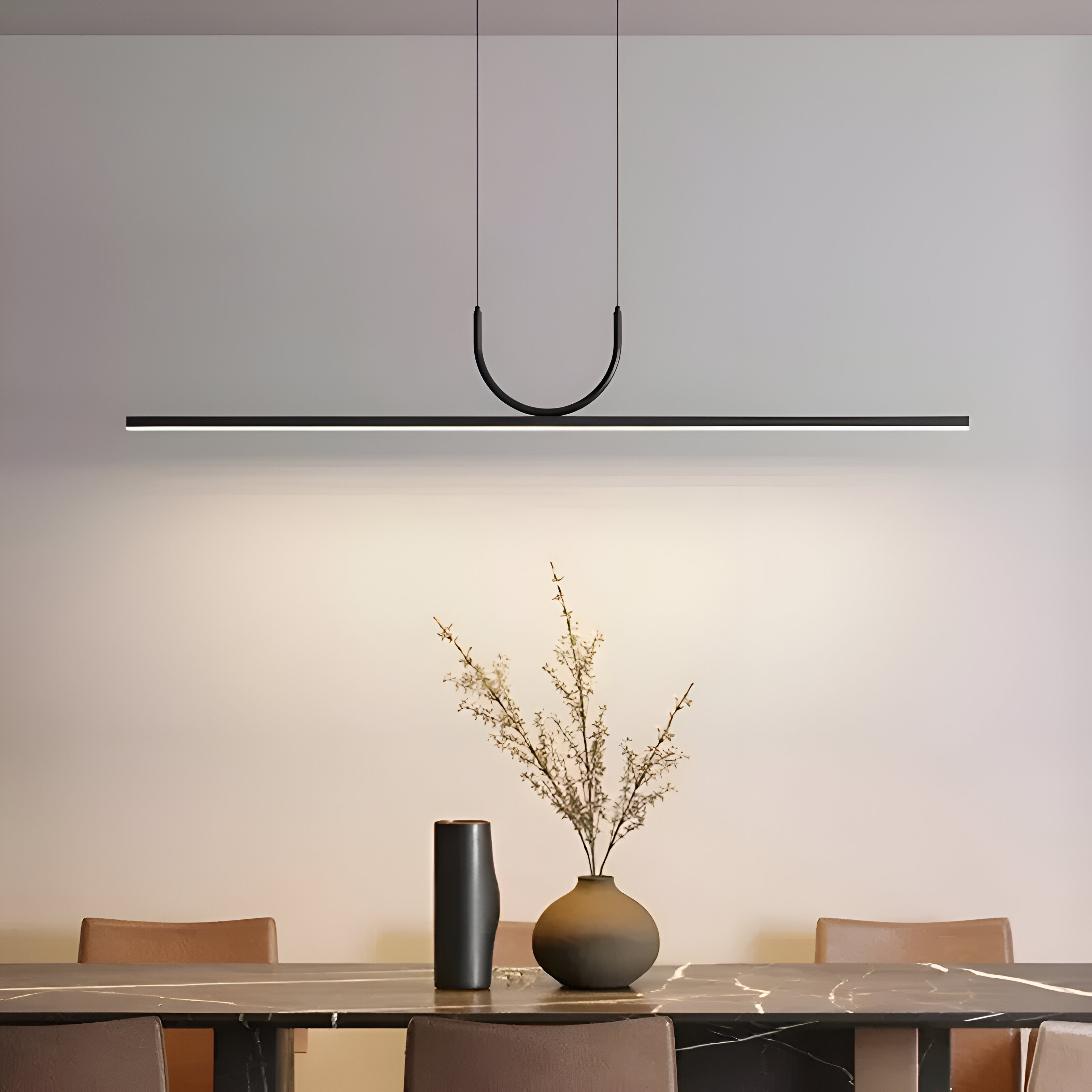 Minimalist Acrylic U-Shaped Linear LED Pendant Light