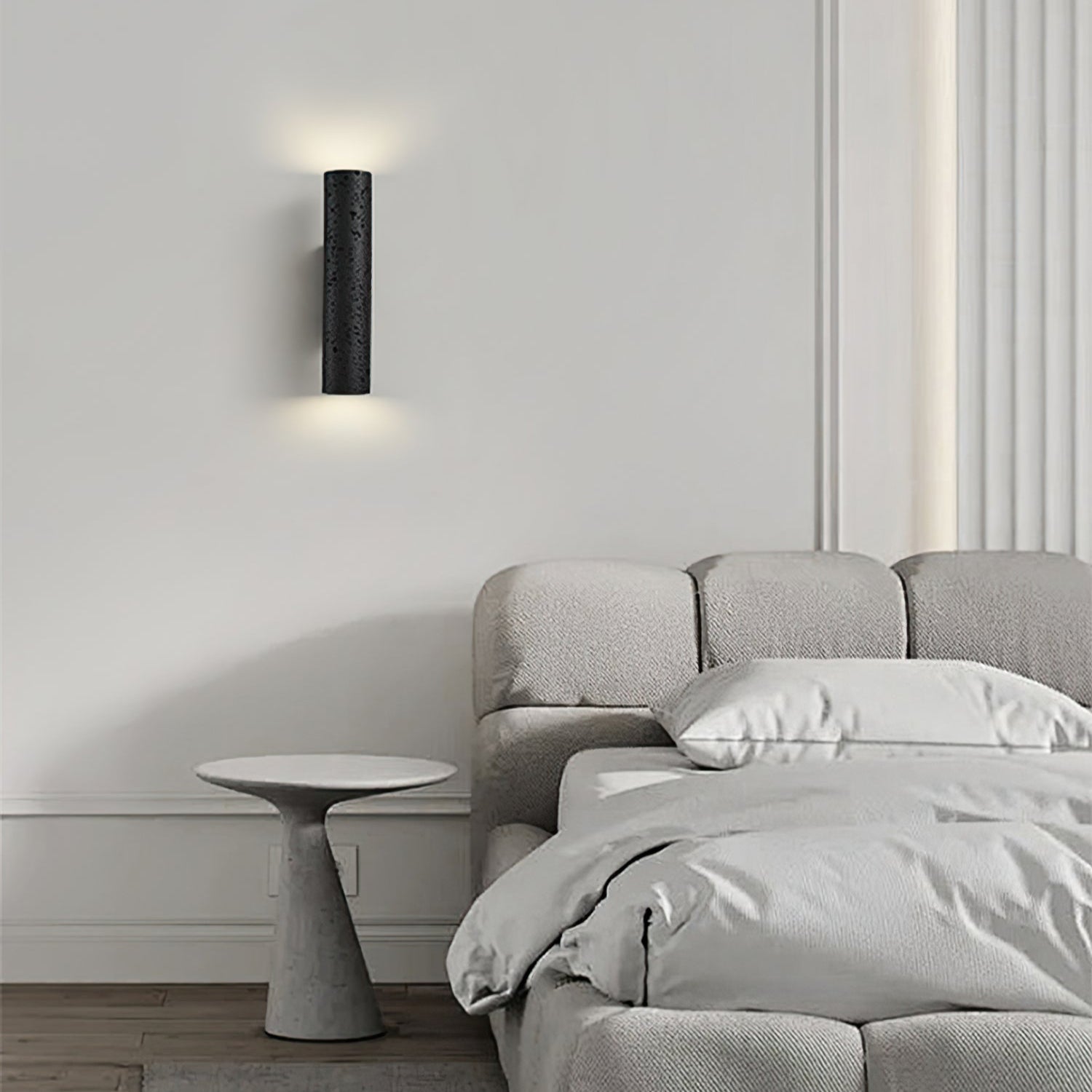 Minimalist Black Travertine Tube Wall Light