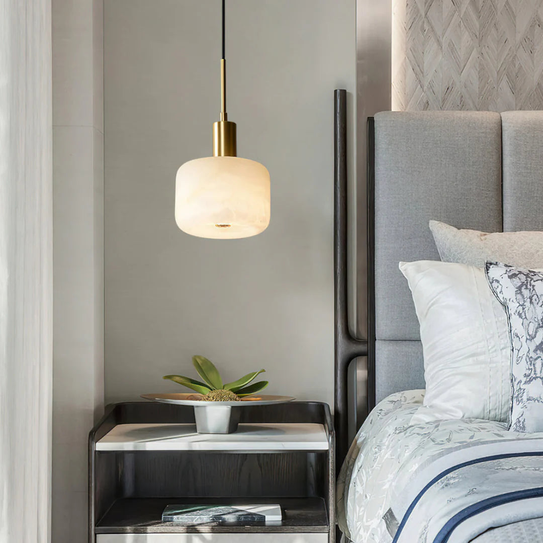 Velia Acorn Alabaster Minimalist Pendant Light