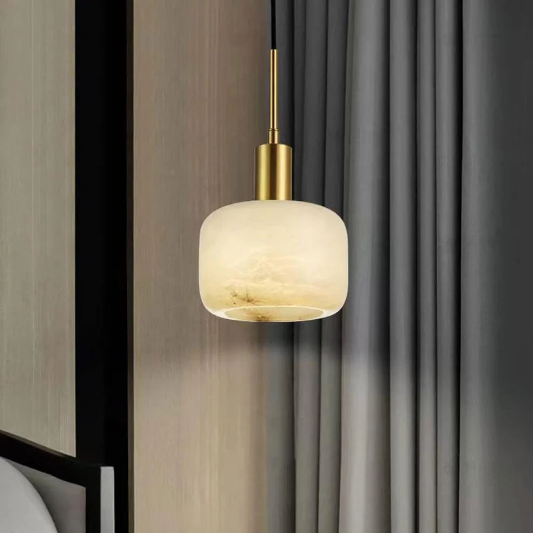 Velia Acorn Alabaster Minimalist Pendant Light
