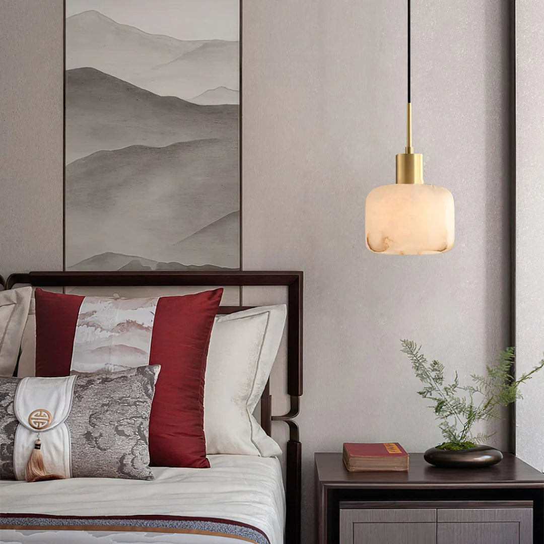 Velia Acorn Alabaster Minimalist Pendant Light