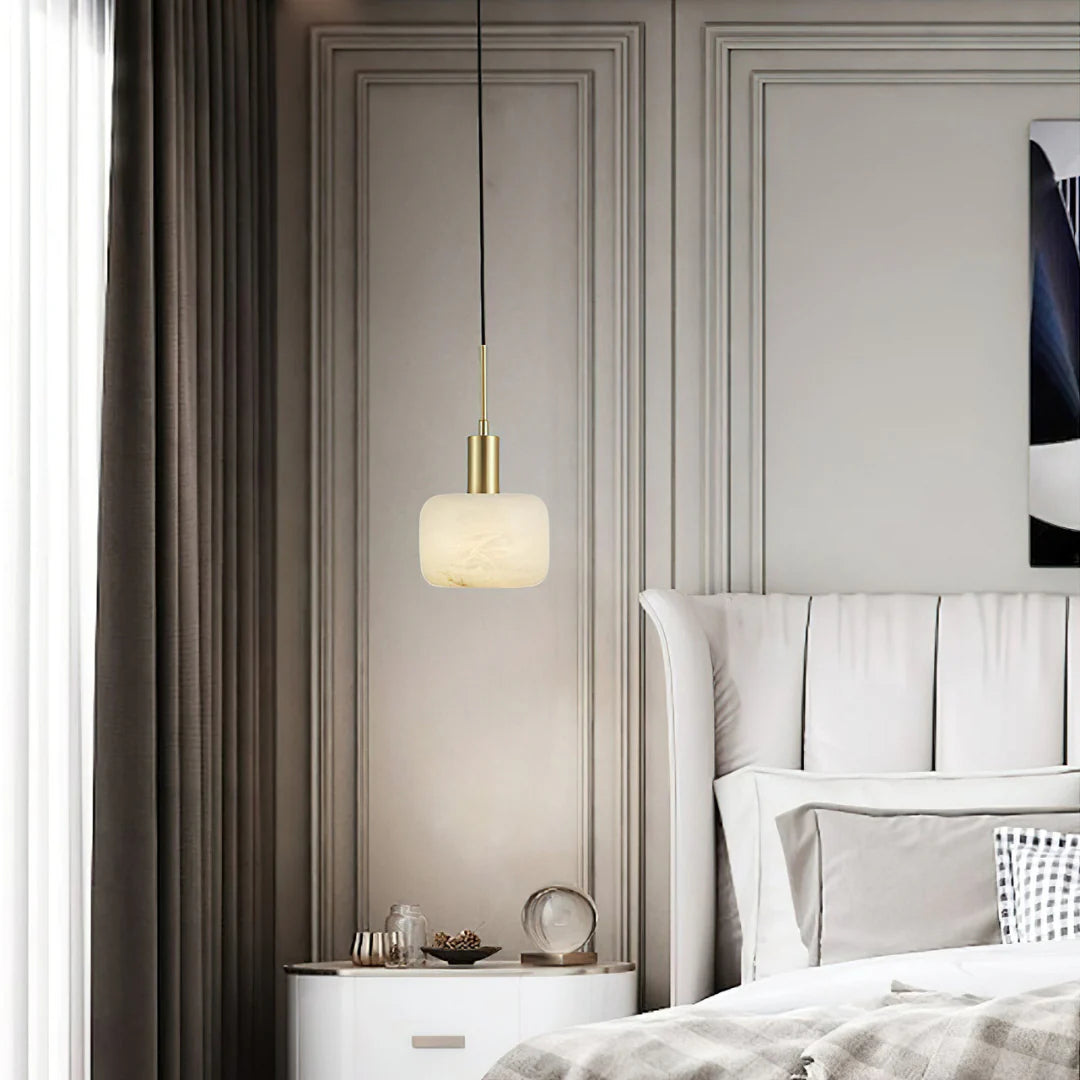 Velia Acorn Alabaster Minimalist Pendant Light