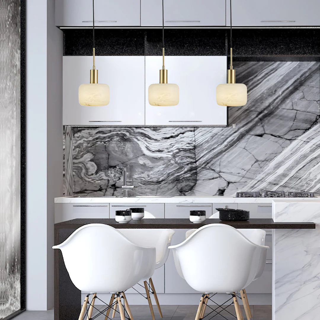 Velia Acorn Alabaster Minimalist Pendant Light