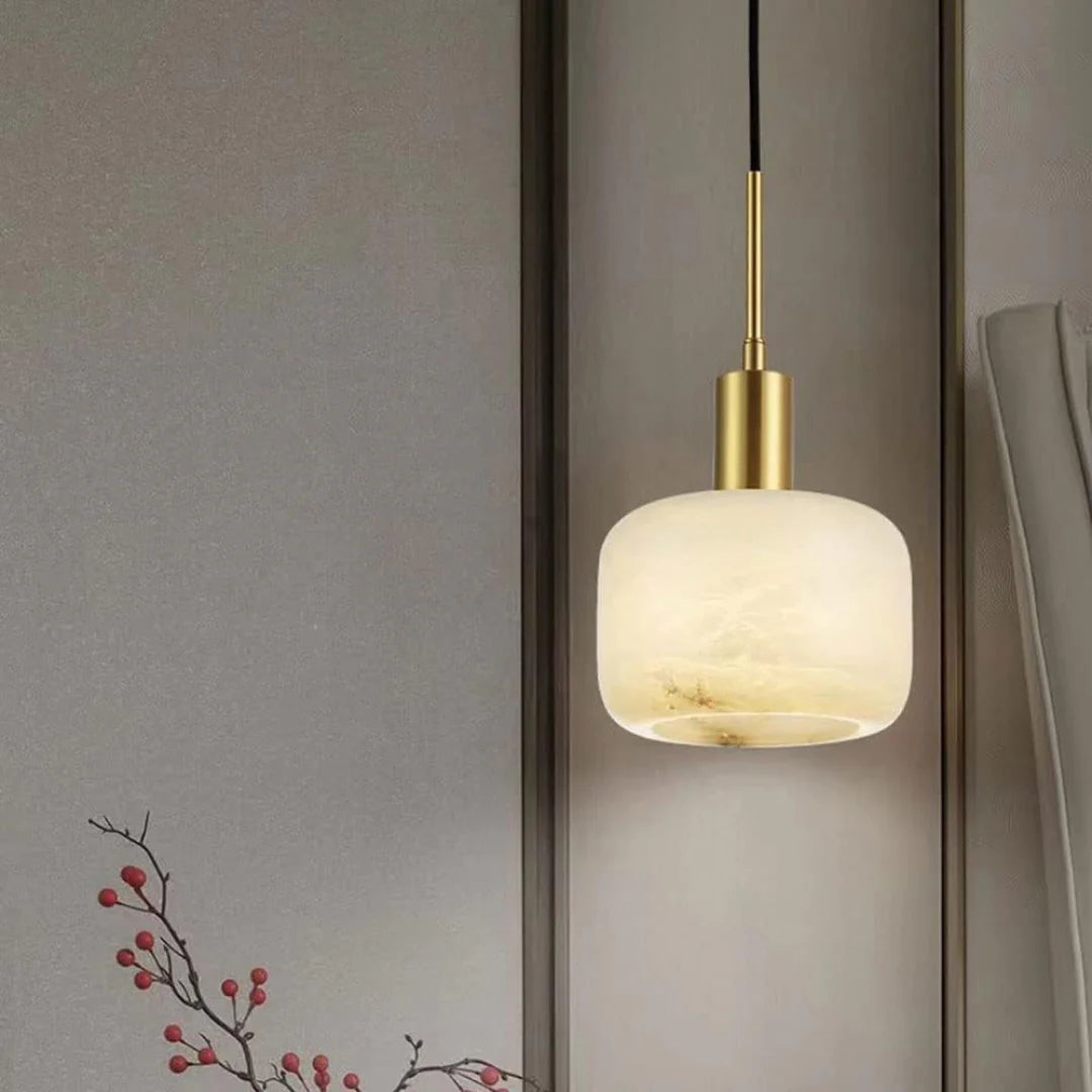 Velia Acorn Alabaster Minimalist Pendant Light