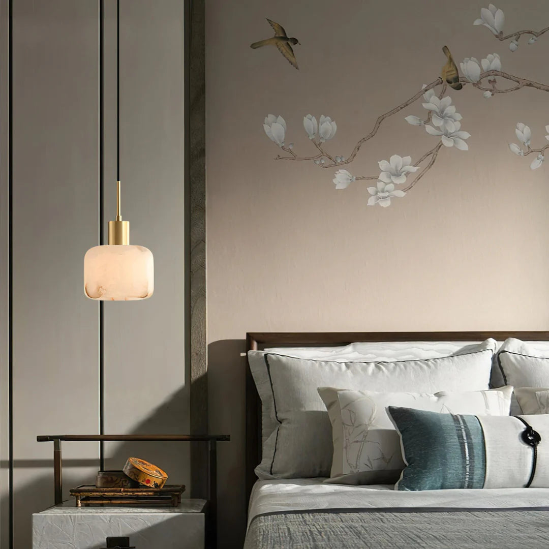 Velia Acorn Alabaster Minimalist Pendant Light