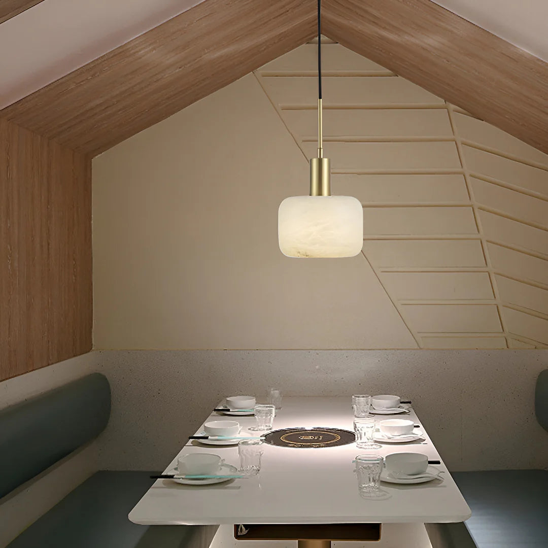 Velia Acorn Alabaster Minimalist Pendant Light