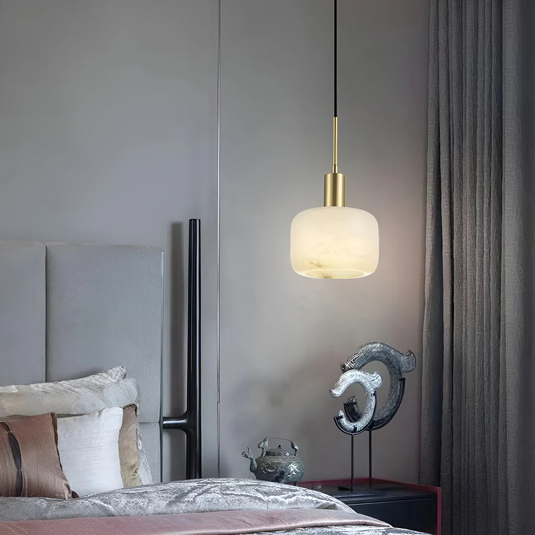 Velia Acorn Alabaster Minimalist Pendant Light