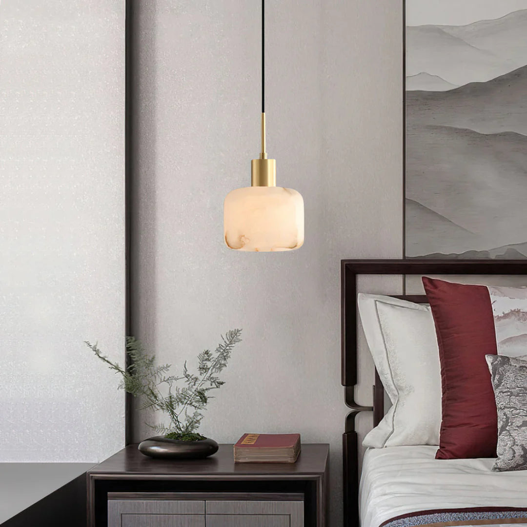 Velia Acorn Alabaster Minimalist Pendant Light