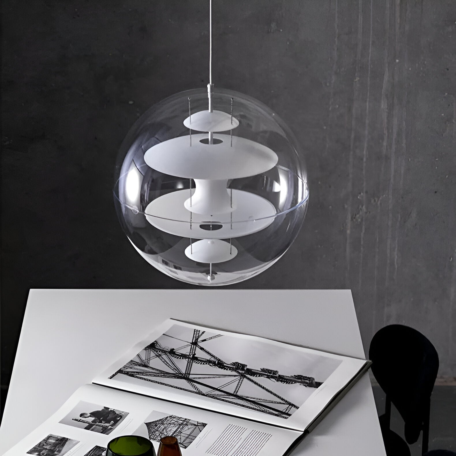 Nordic Acrylic Shade Iron Finish Alena Pendant Light