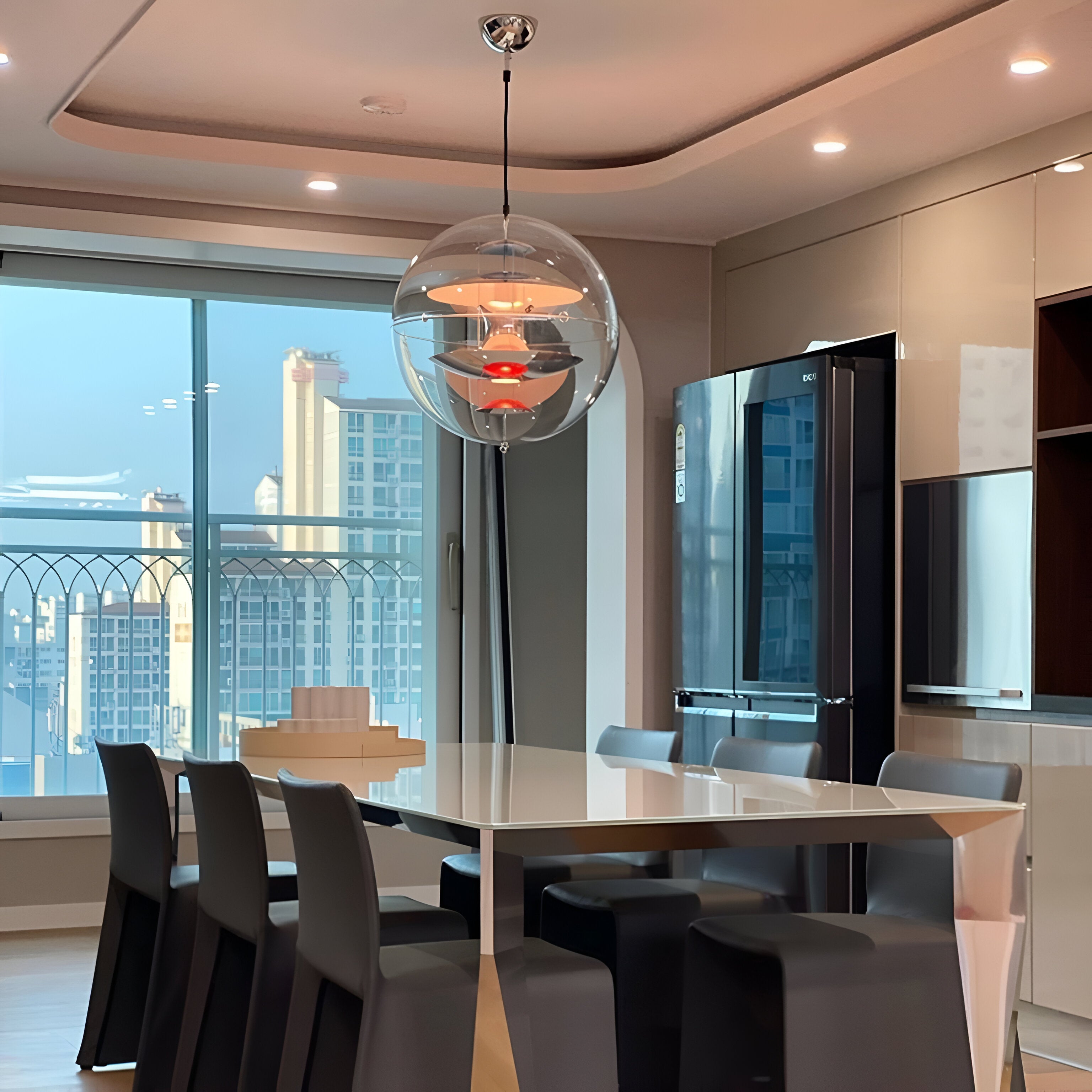 Nordic Acrylic Shade Iron Finish Alena Pendant Light