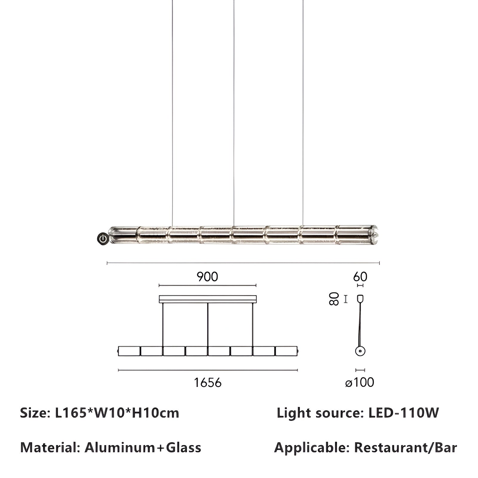 Nordic Aluminum with Glass Shade Luke Pendant Light