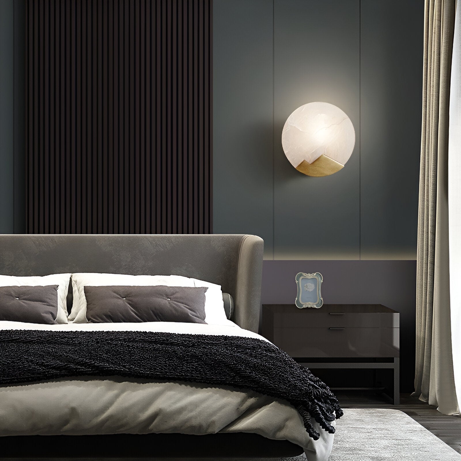 Marble Copper Moon Wall Light