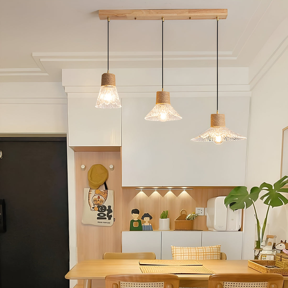 Nordic Hemp Rope Glass Pendant Light