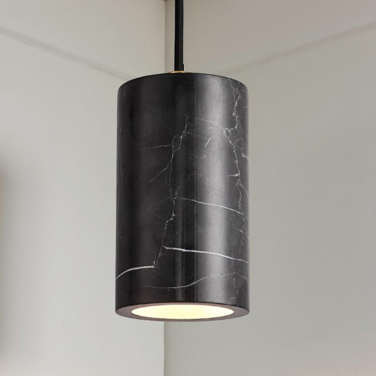 Nordic Long Tube Natural Marble Pendant Light