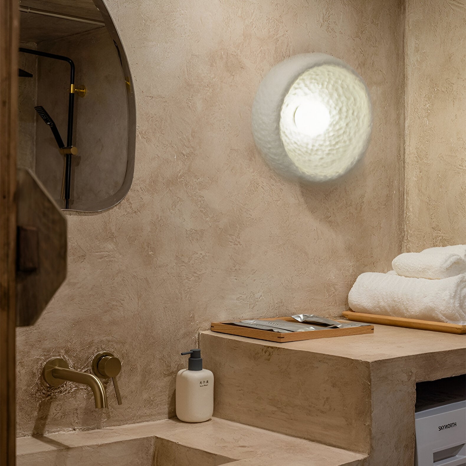 Nordic Lunar Textured Resin Glass Shade Wall Light