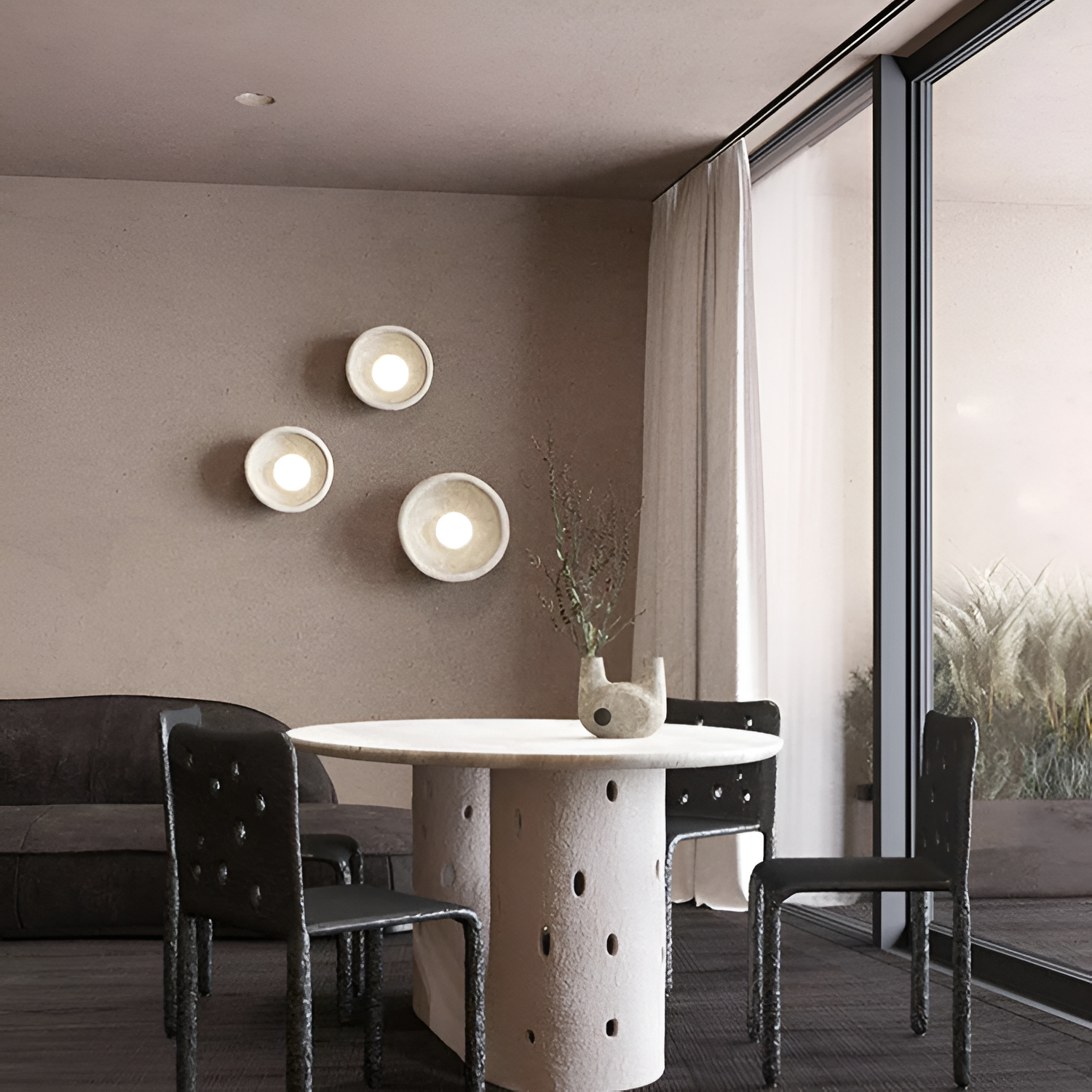 Nordic Lunar Textured Resin Glass Shade Wall Light