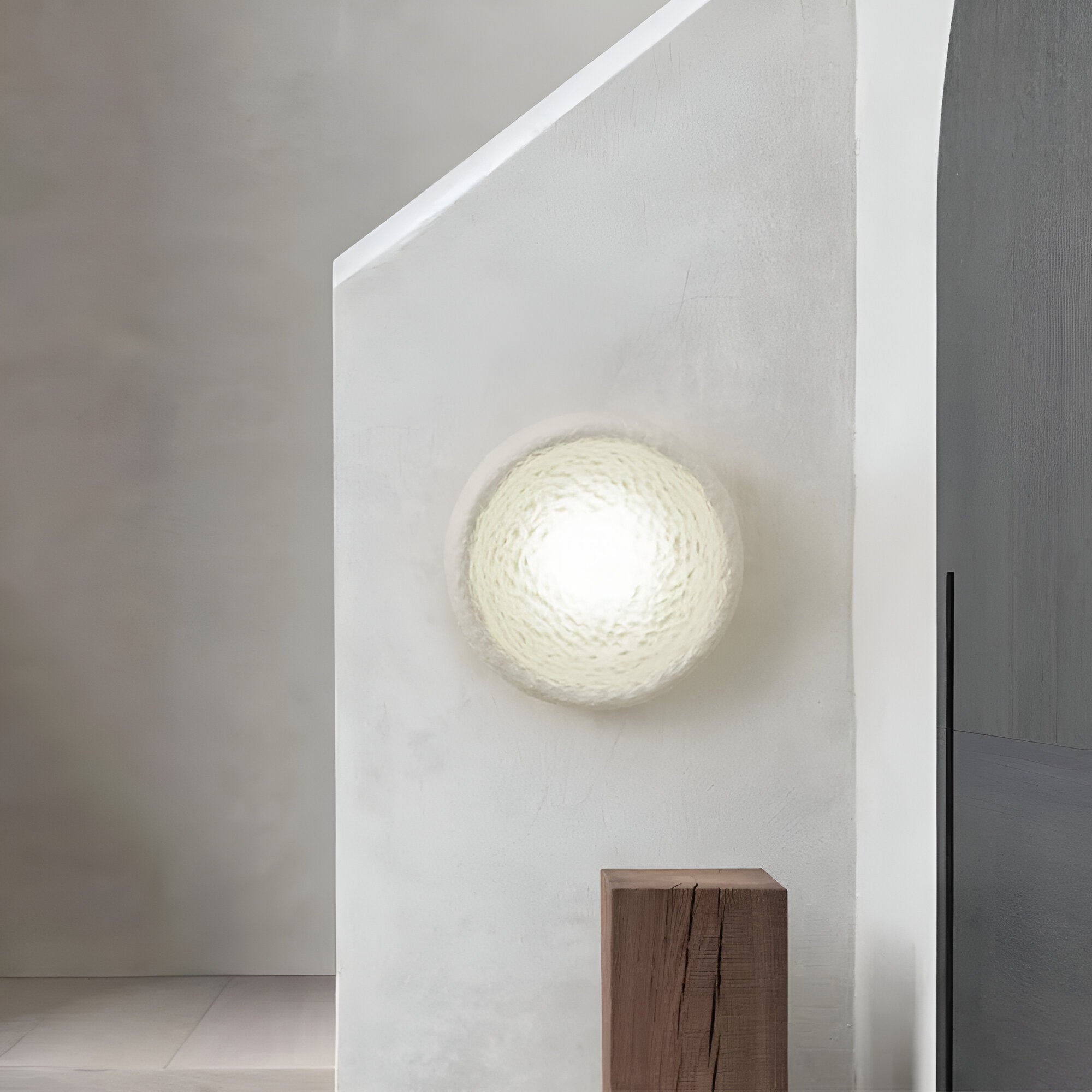 Nordic Lunar Textured Resin Glass Shade Wall Light