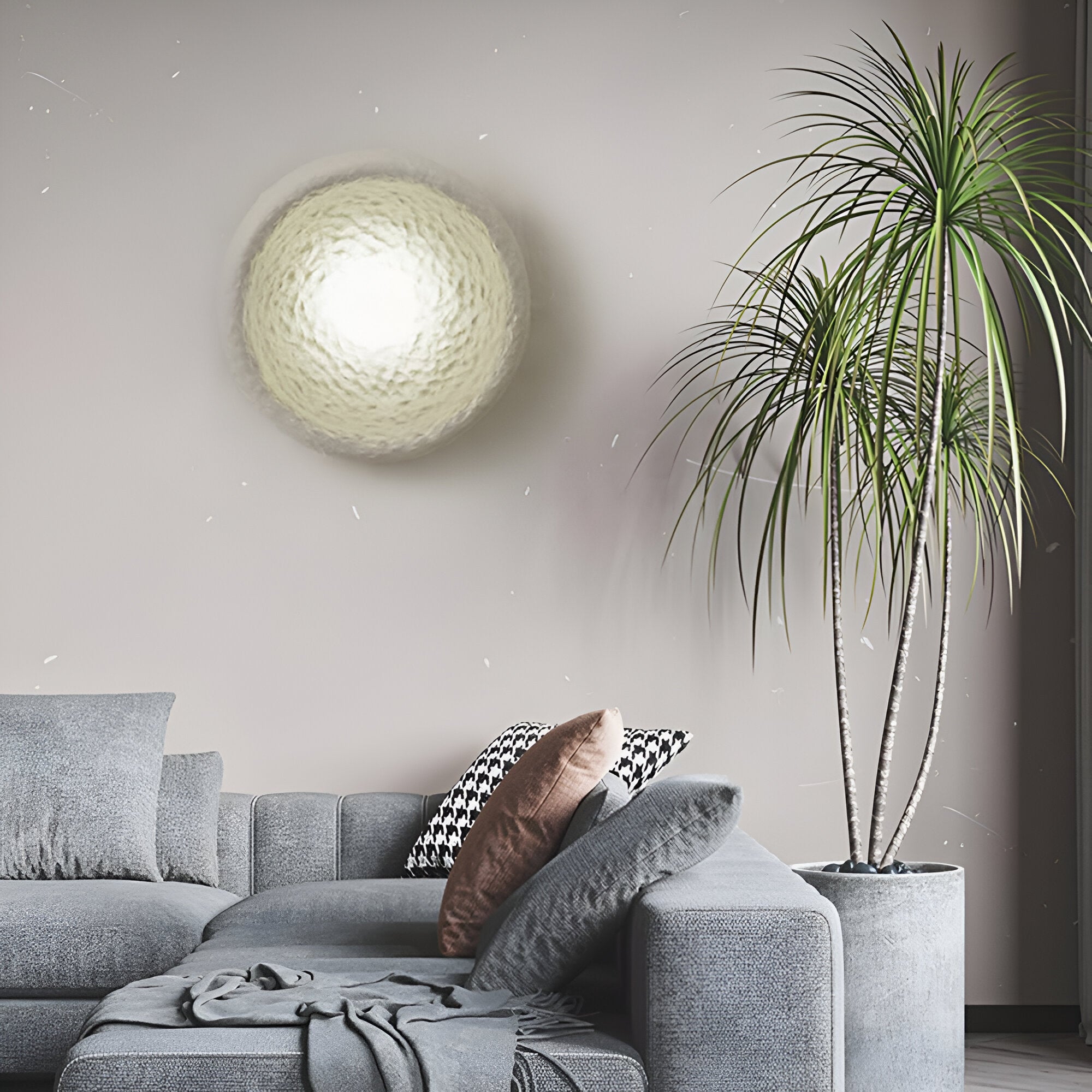Nordic Lunar Textured Resin Glass Shade Wall Light