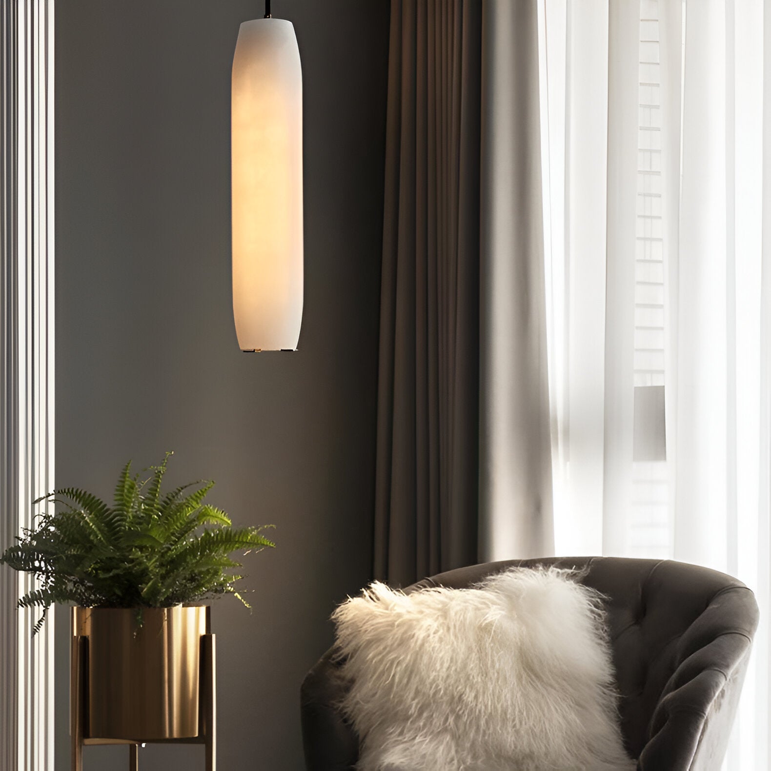 Nordic Luxury White Alabaster Pendant Light