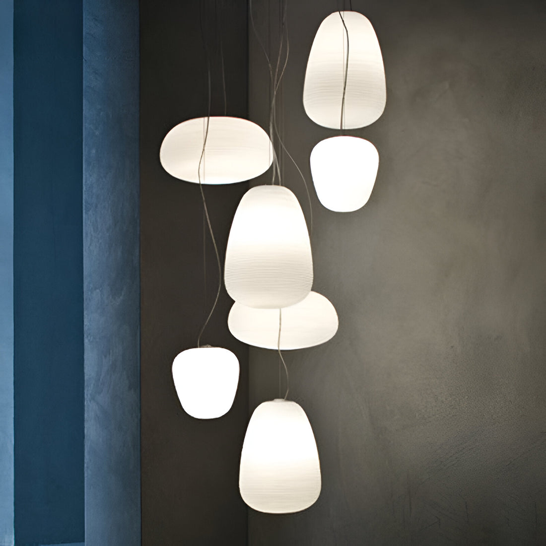 Nordic Modern Ribbed Opal White Globe Glass Pendant Light