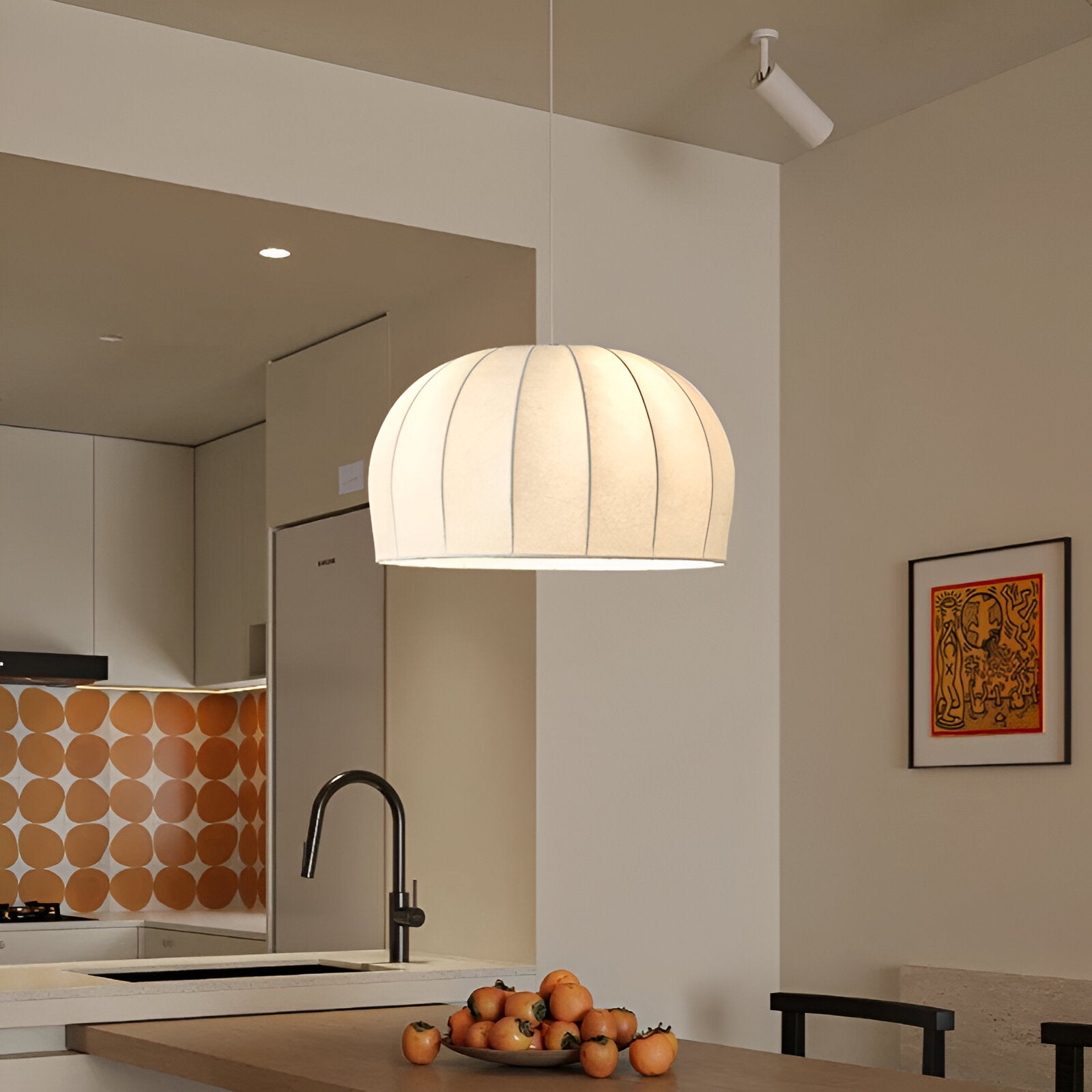 Japandi Modern Handmade Silk Pendant Light