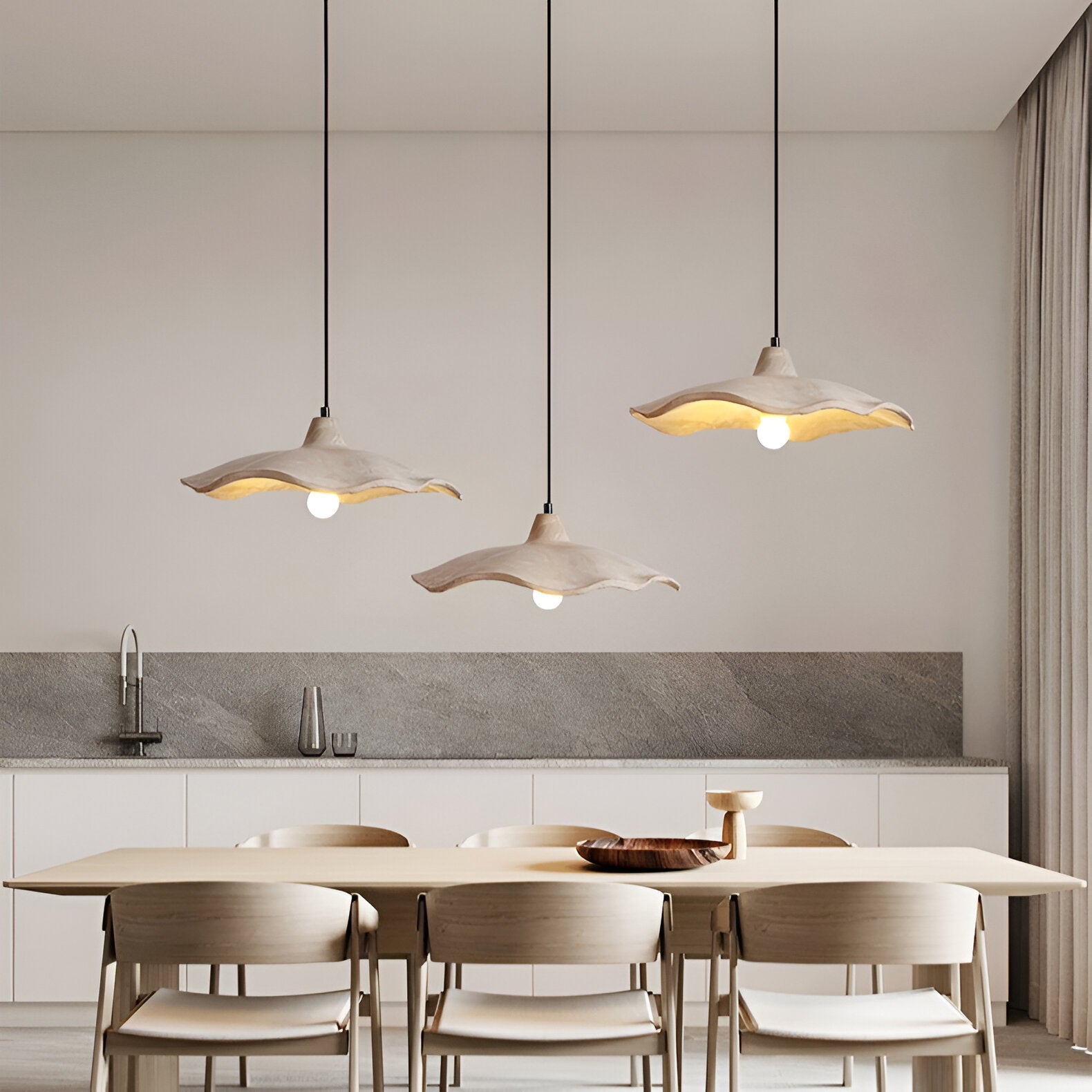 Nordic Wabi-Sabi Flower-Shaped Cement Pendant Light