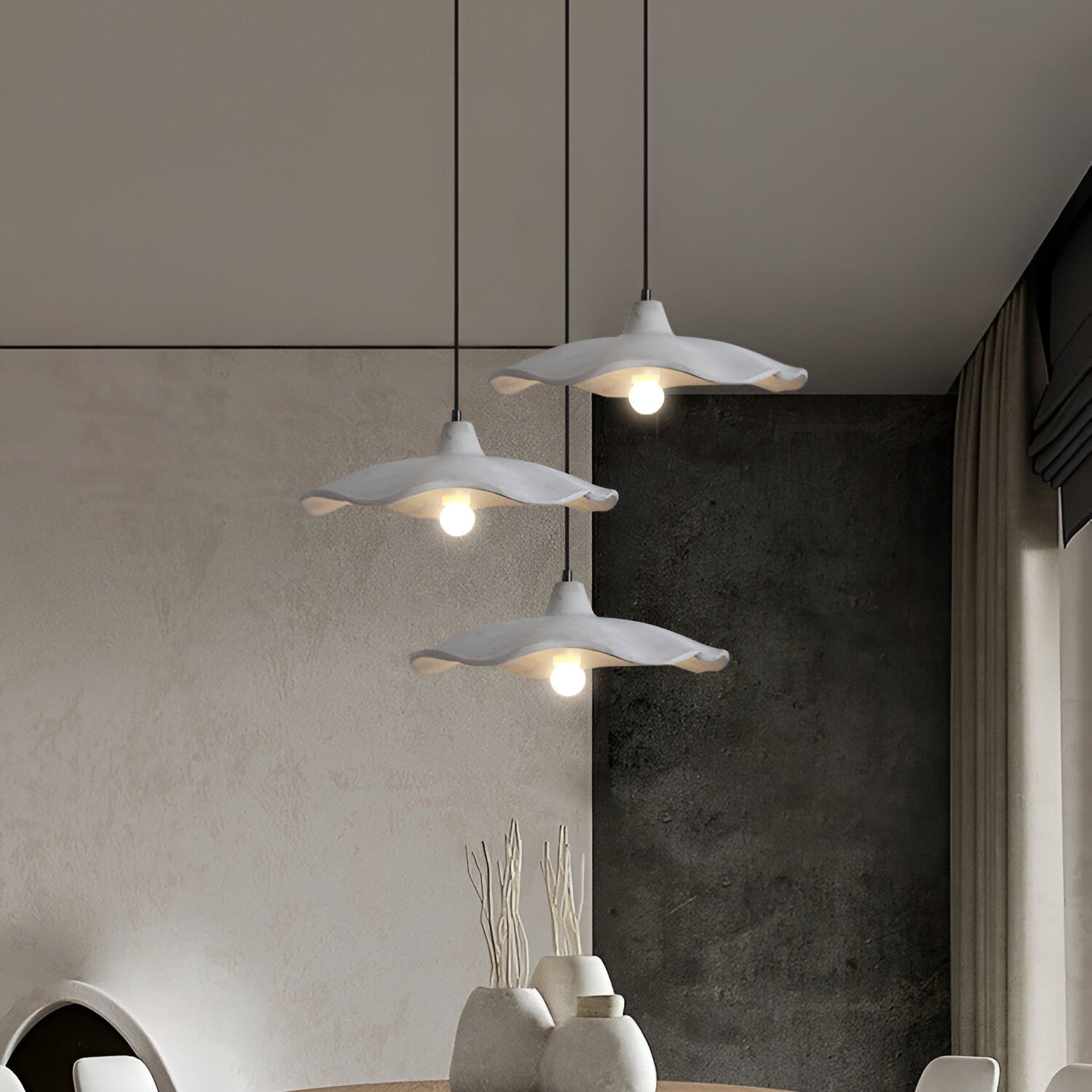 Nordic Wabi-Sabi Flower-Shaped Cement Pendant Light