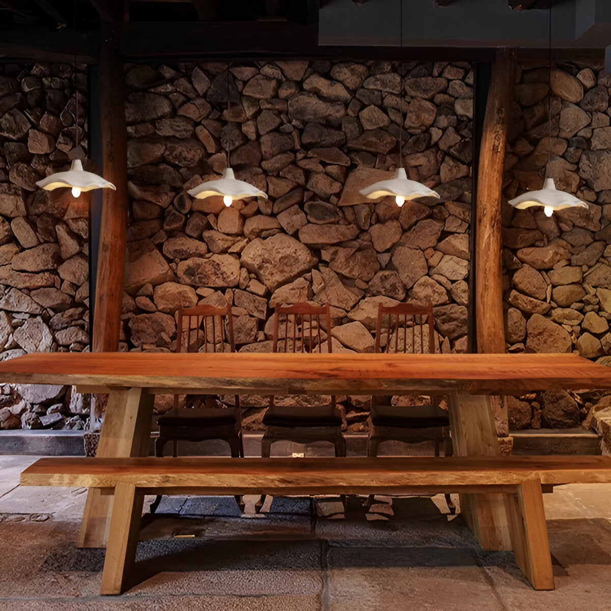 Nordic Wabi-Sabi Flower-Shaped Cement Pendant Light