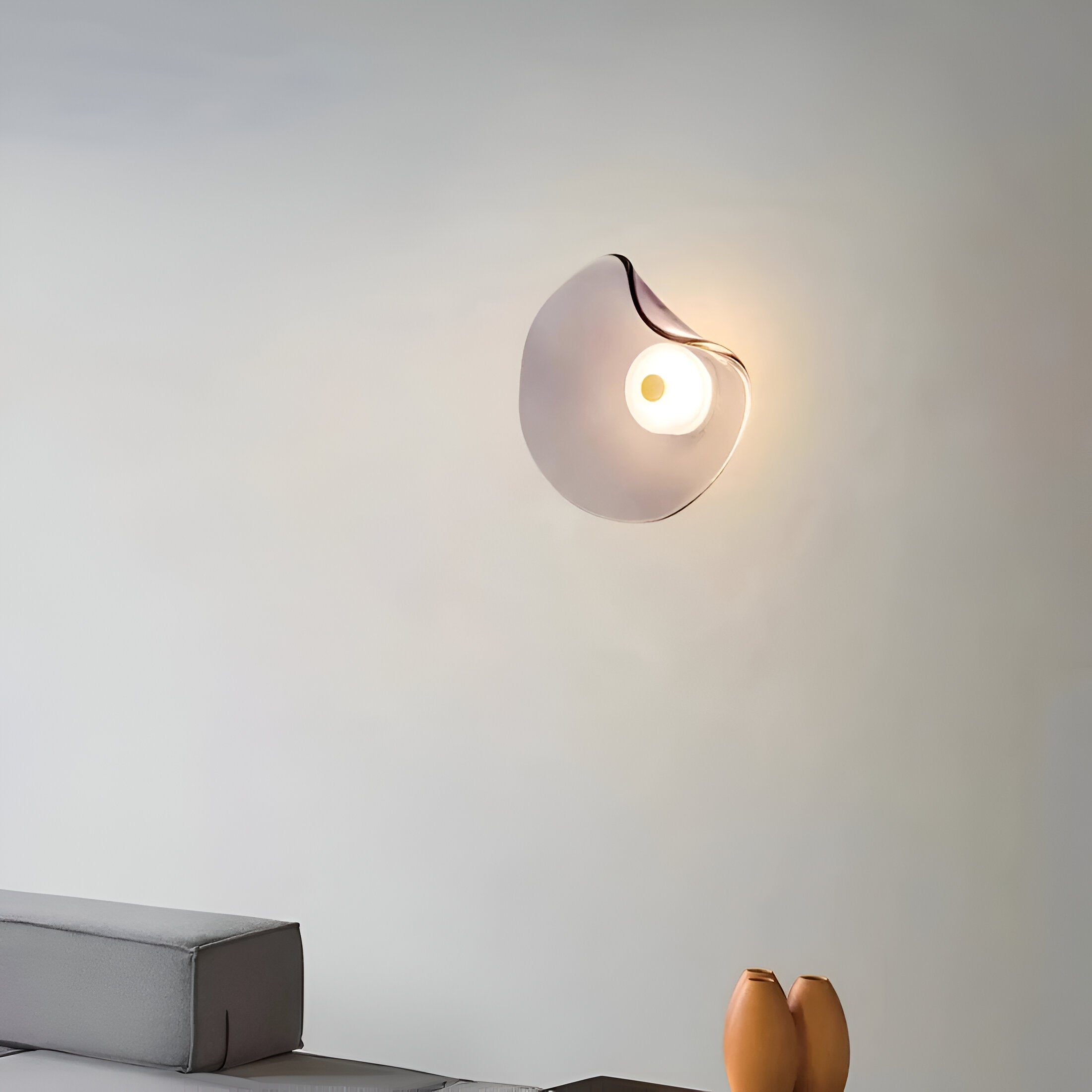 Nordic Curved Glass Japandi Style Glass LED Wall Light