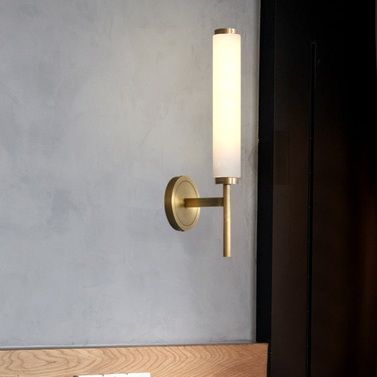 Elysian Grace Sculptural Alabaster Brass Wall Lamp
