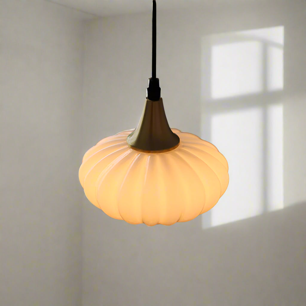 Aurelia Vintage Retro White Jade Glass Pendant Light