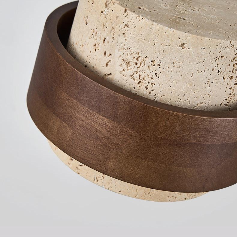 Yellow Travertine Japandi Minimalist Stone Pendant Light