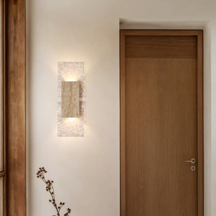 Amber Tranquility Travertine Wabi-Sabi Wall Lamp