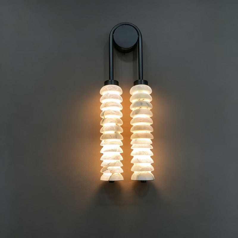 Calla Ribbed Nordic Modern Alabaster Stone Wall Light
