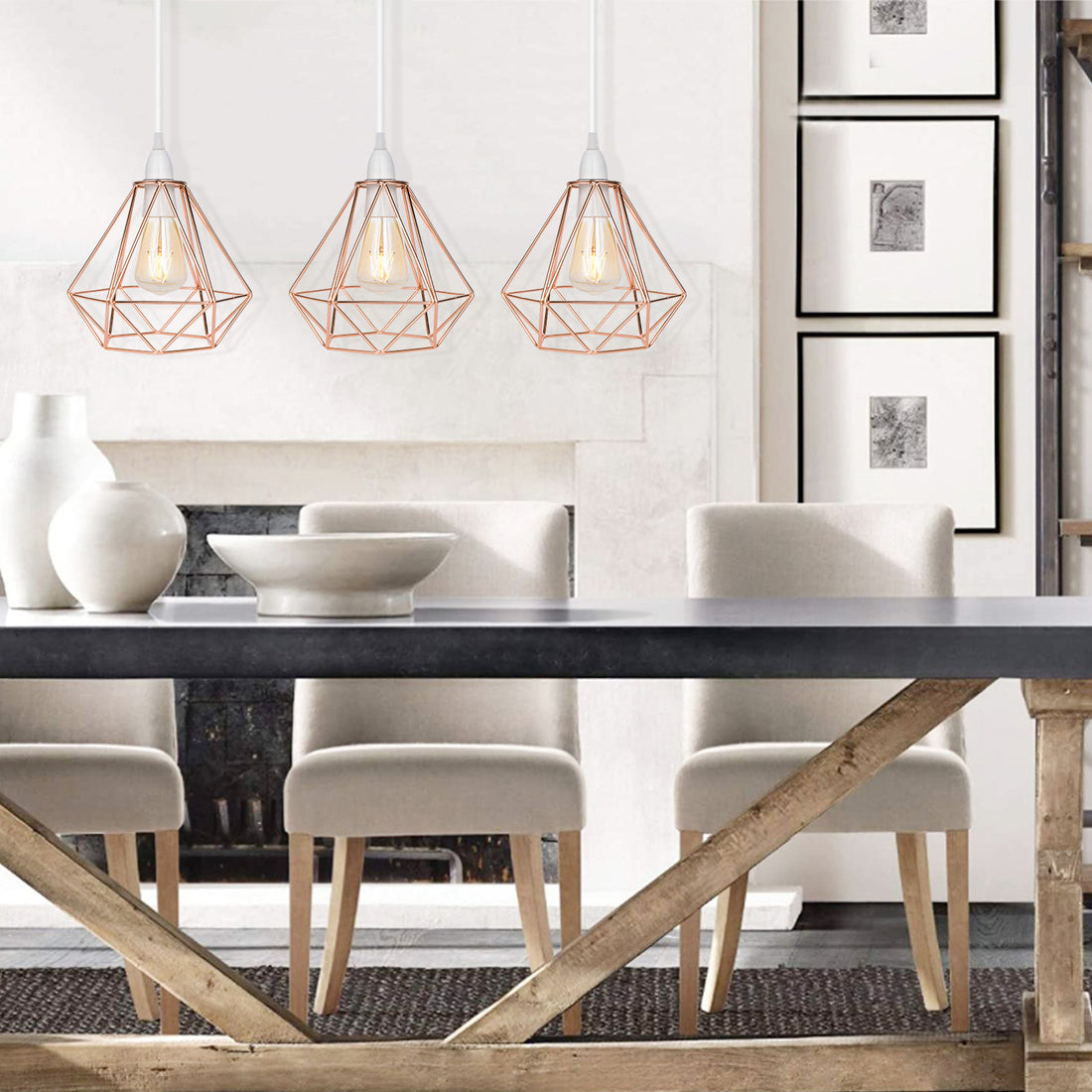 Nordic Diamond-Shaped Metal Pendant Light