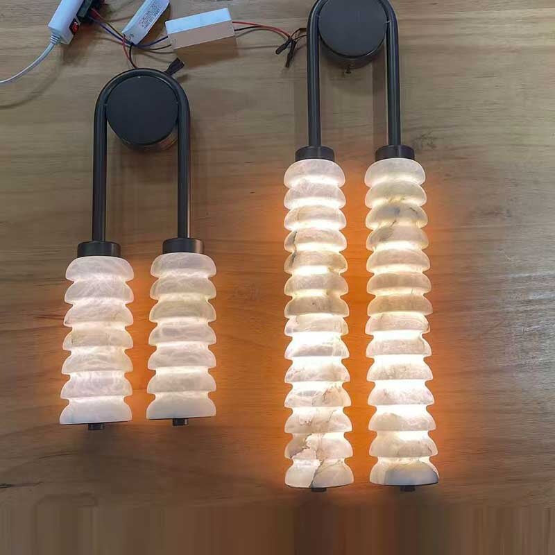 Calla Ribbed Nordic Modern Alabaster Stone Wall Light