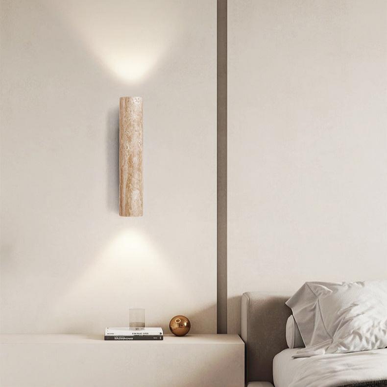 Japandi Tube Travertine Stone Minimalist Wall Light