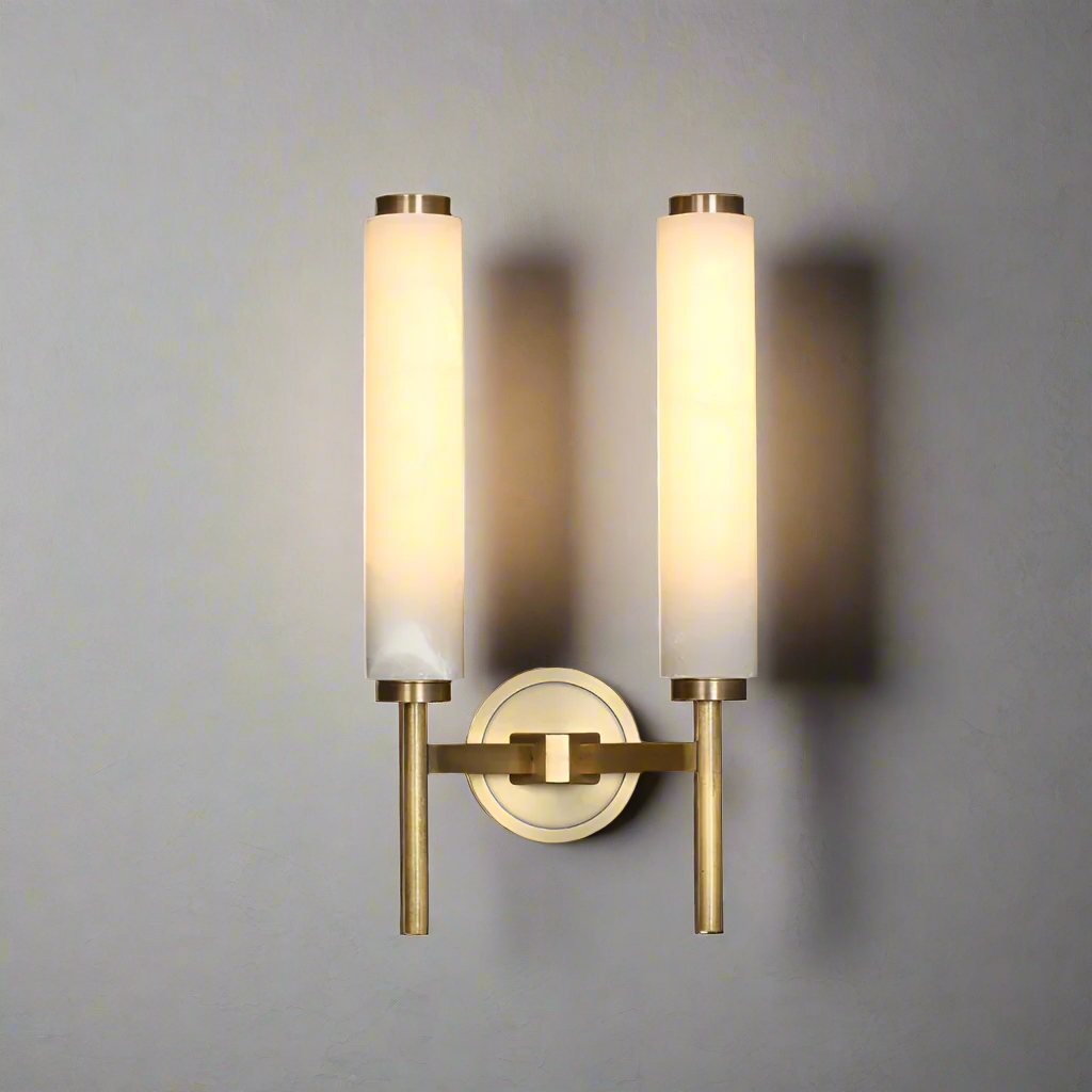 Elysian Grace Sculptural Alabaster Brass Wall Lamp