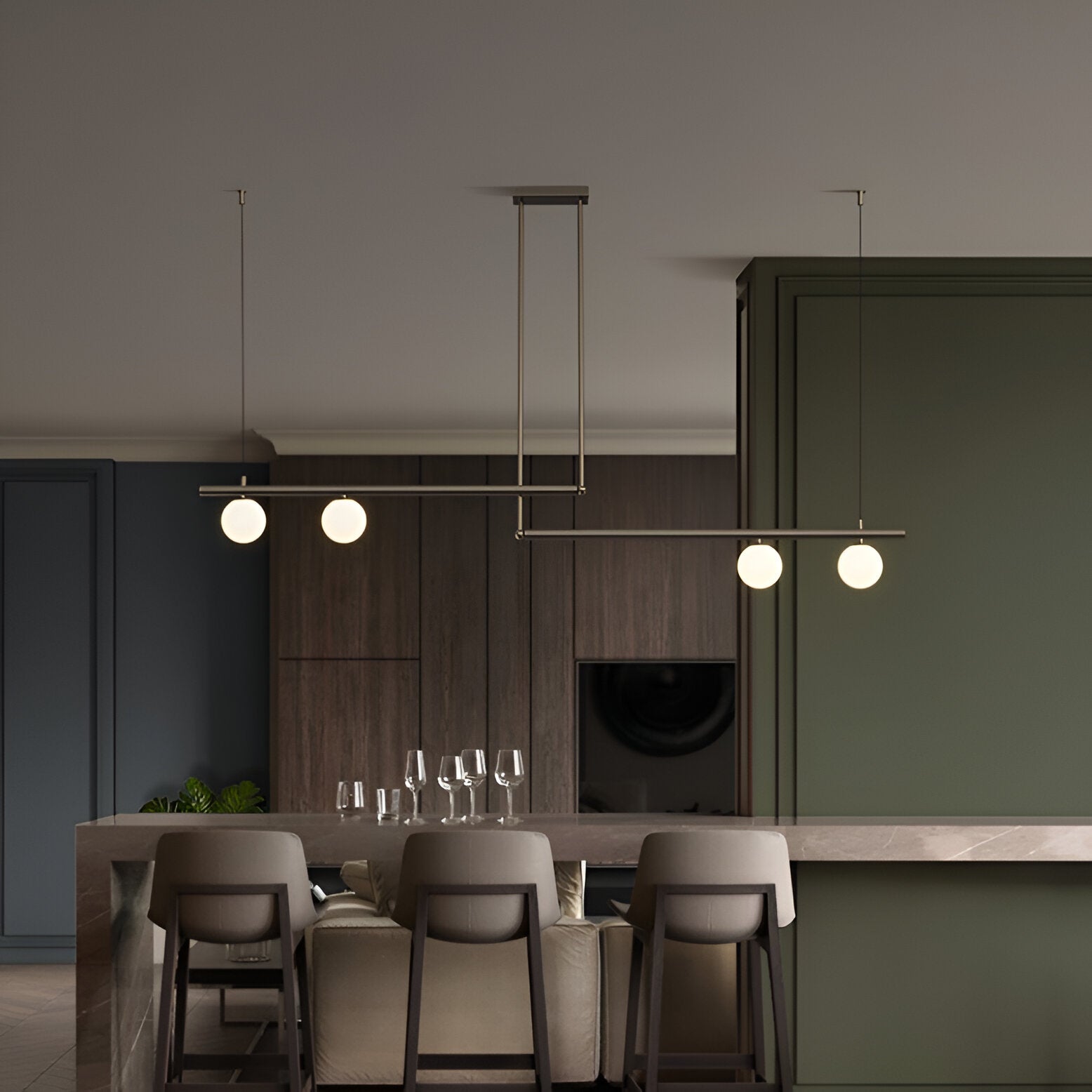 Nordic Glass Linear Luxury Pendant Light