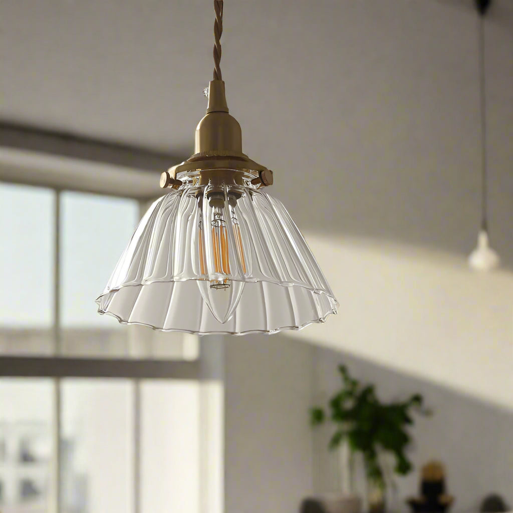 Jasmine Vintage Brass Glass Pendant Light