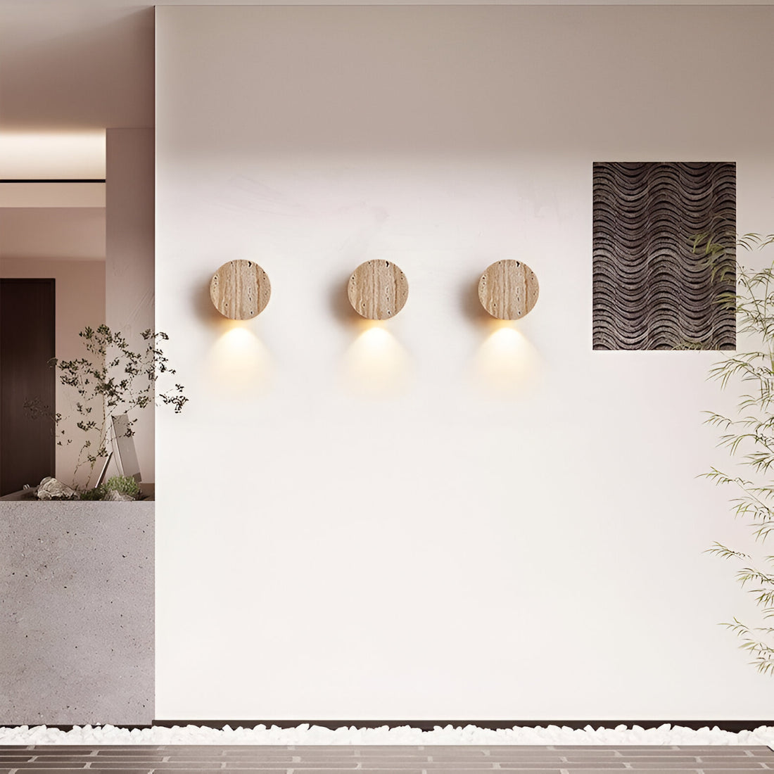 Japanese Wabi Sabi Natural Travertine Stone Wall Light
